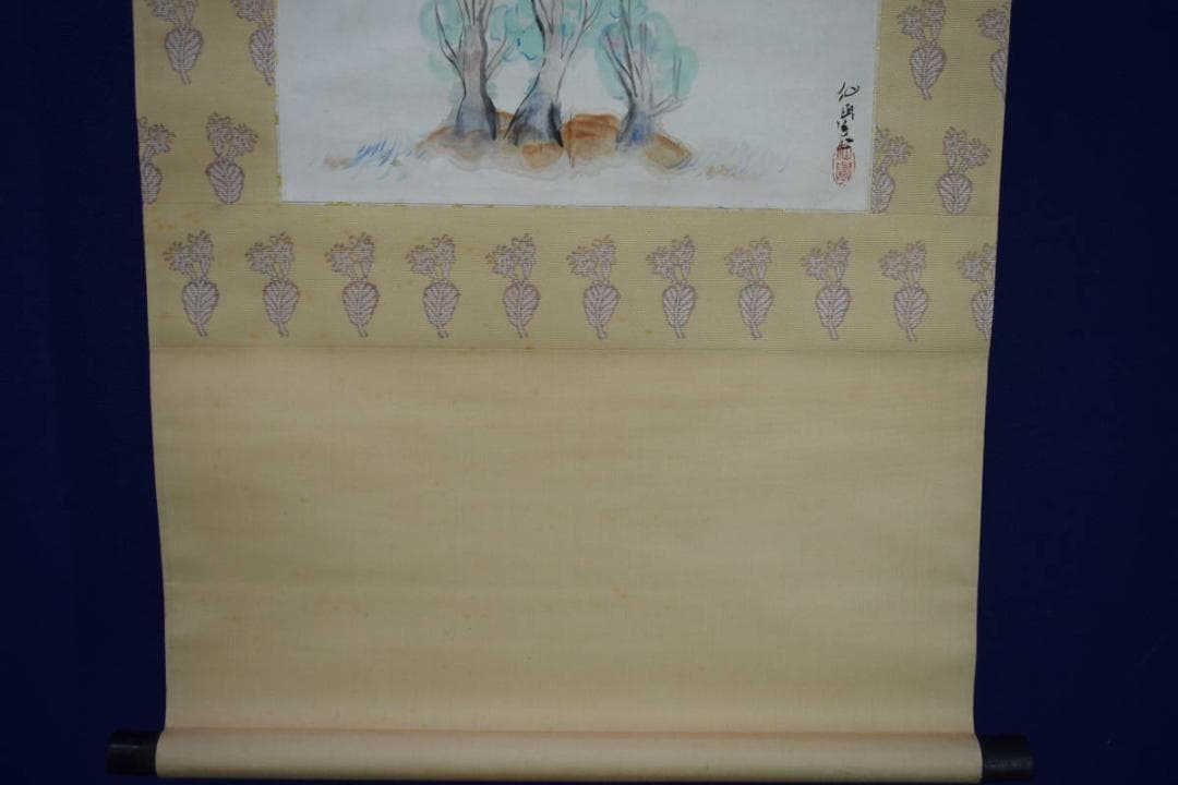 真作/松本仙挙/山水帆船図/布袋屋掛軸HJ-562