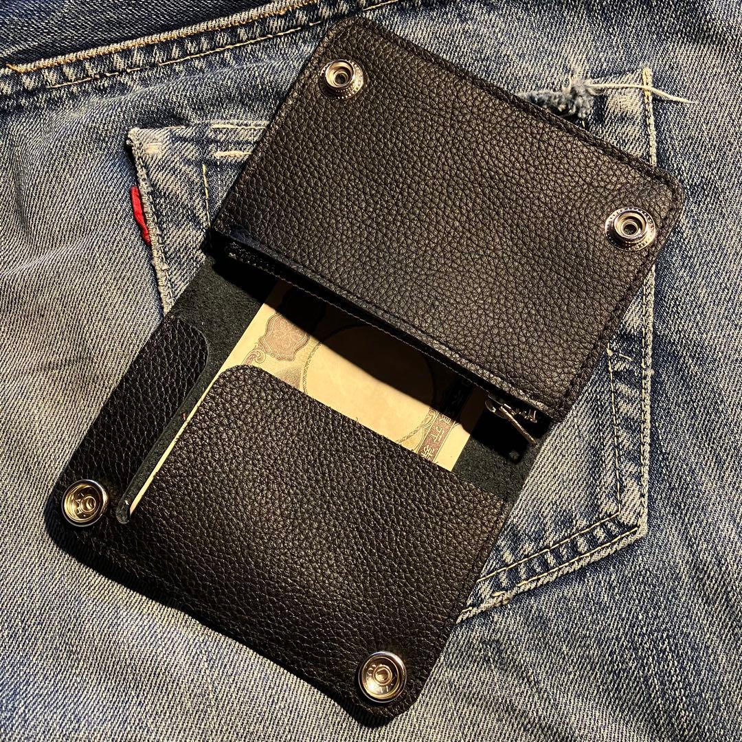 お札が折れない！ミドルトラッカーウォレット 3層 シルバー 姫路レザー