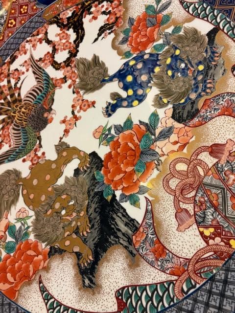 神右衛門　染錦　古伊万里絵　三尺　特大　大皿