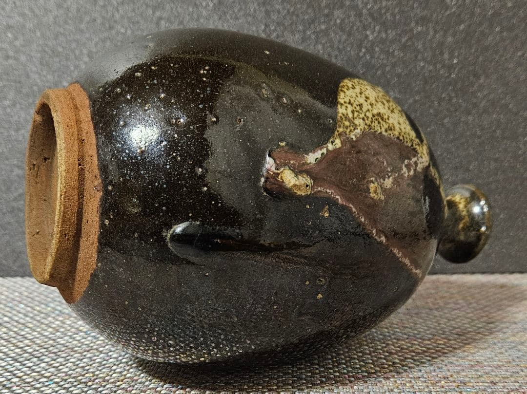 古代中国陶器　明代明朝　磁州窯系 徳利　瓶　壺　花入れ　茶道具　高さ19.5cm