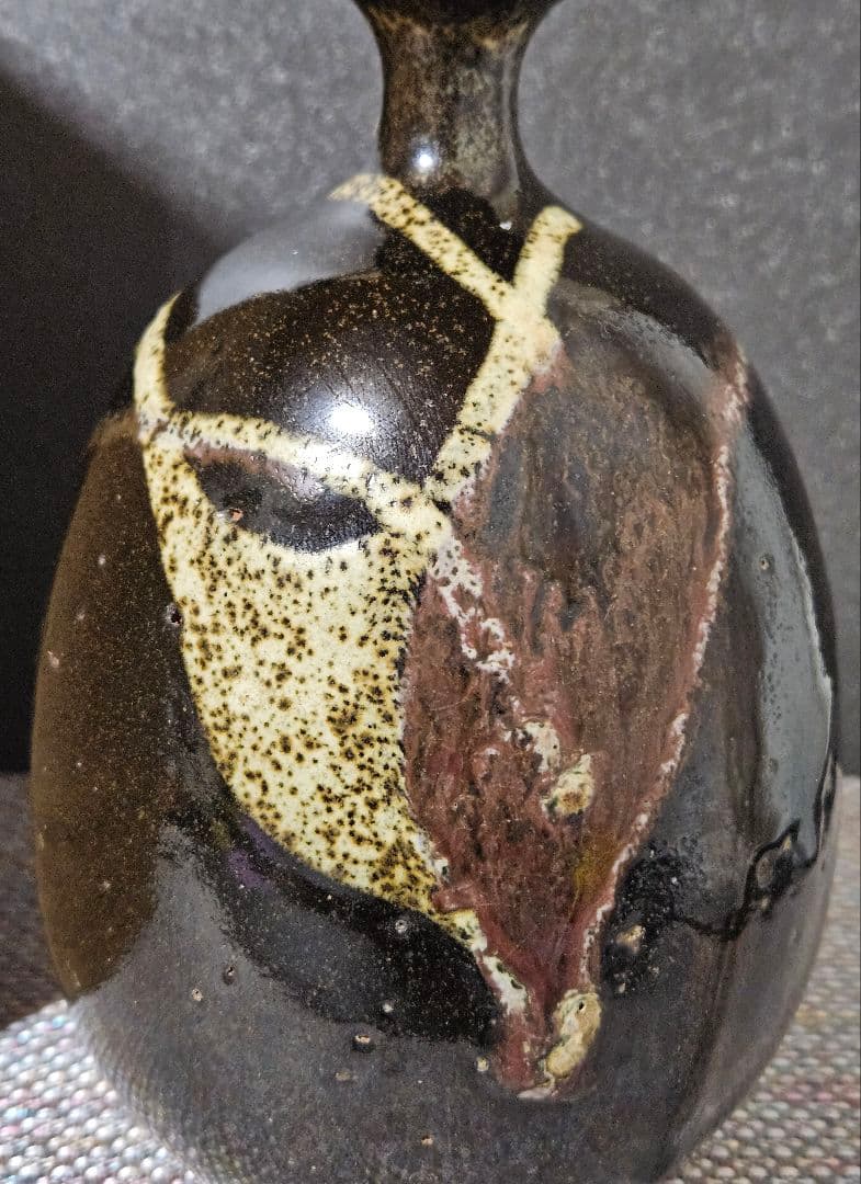 古代中国陶器　明代明朝　磁州窯系 徳利　瓶　壺　花入れ　茶道具　高さ19.5cm