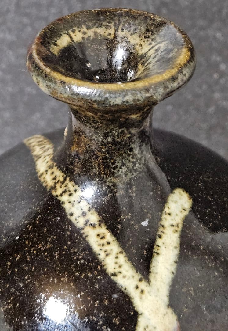 古代中国陶器　明代明朝　磁州窯系 徳利　瓶　壺　花入れ　茶道具　高さ19.5cm