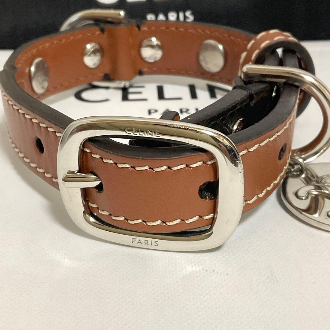セリーヌ 定価6.4万【極美品】ドッグカラー 首輪 トリオンフ チャーム 箱付き