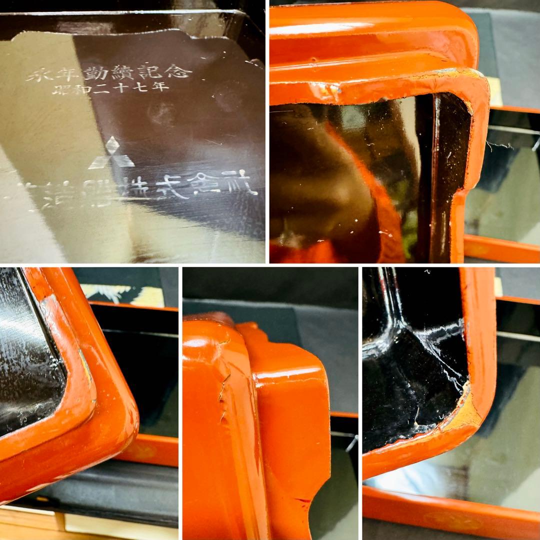 漆器　輪島塗　金蒔絵　木製　朱塗三段　重箱　共箱