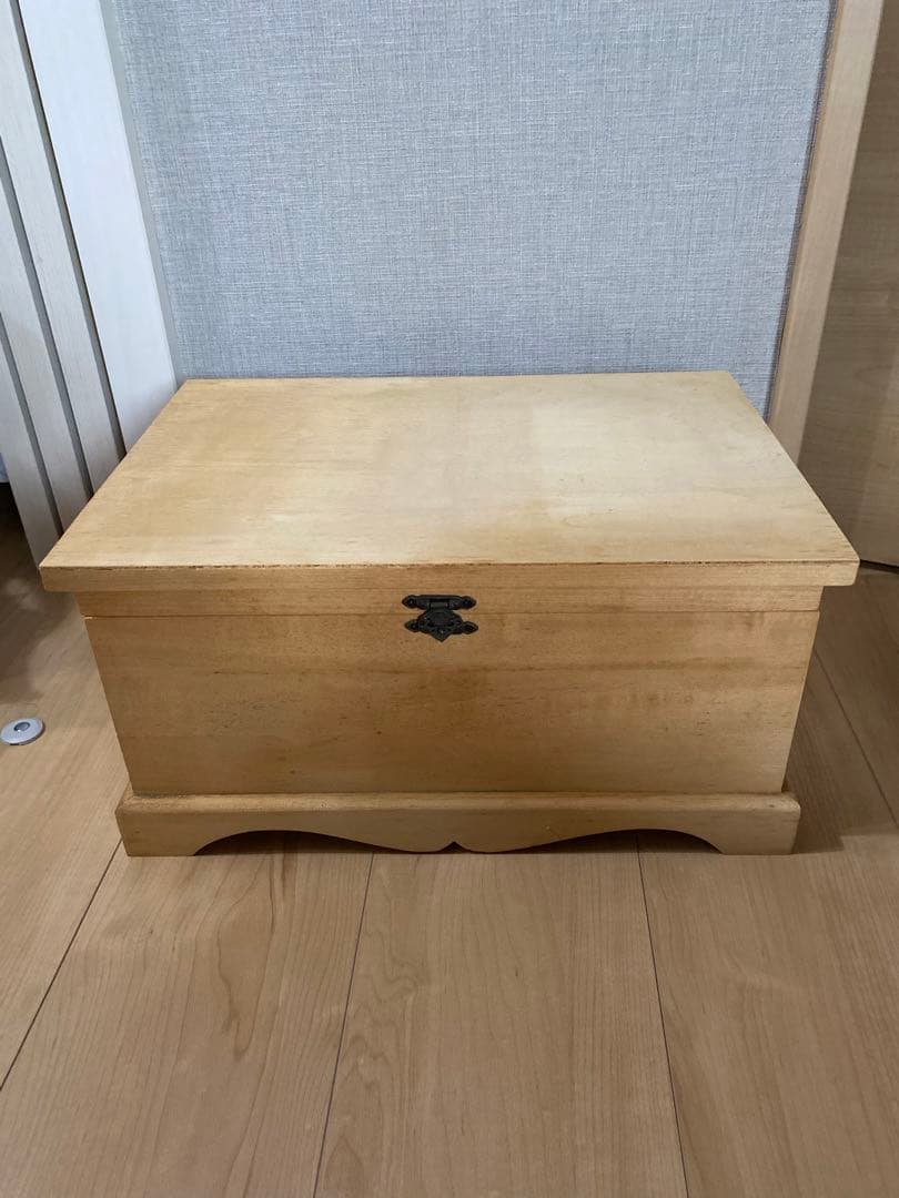 トールペイント 木製収納ボックス 約幅40㎝x 奥行き30㎝x 高さ20㎝