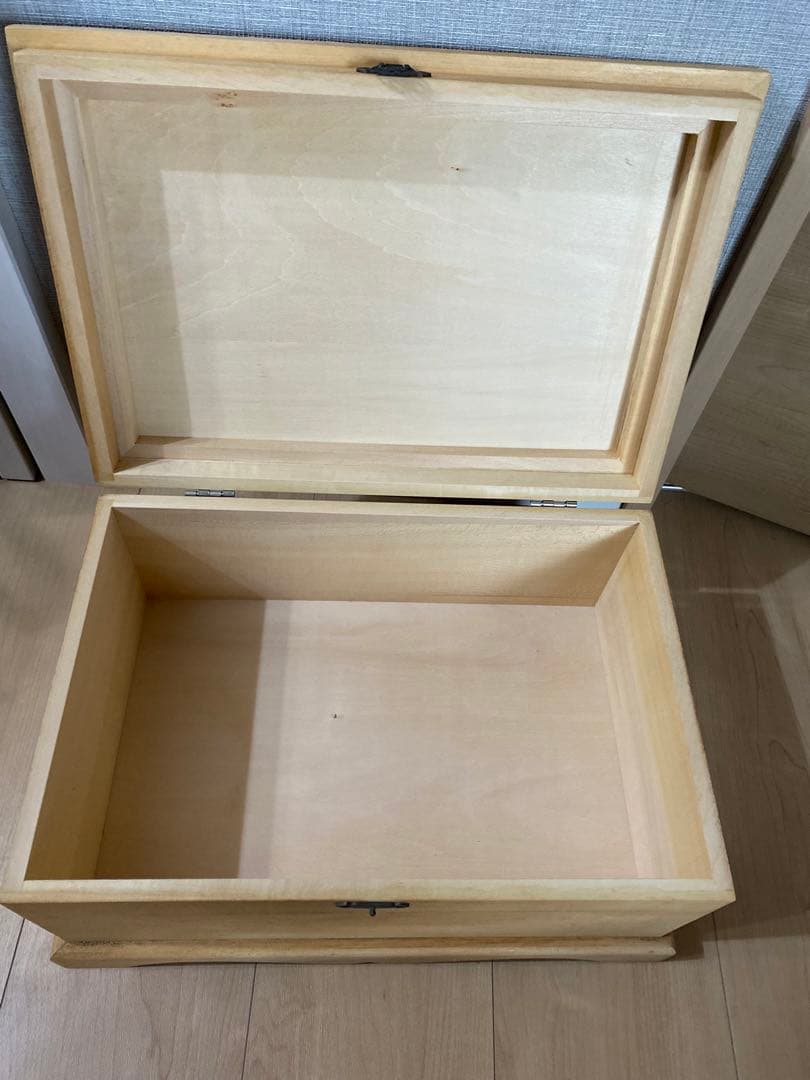 トールペイント 木製収納ボックス 約幅40㎝x 奥行き30㎝x 高さ20㎝