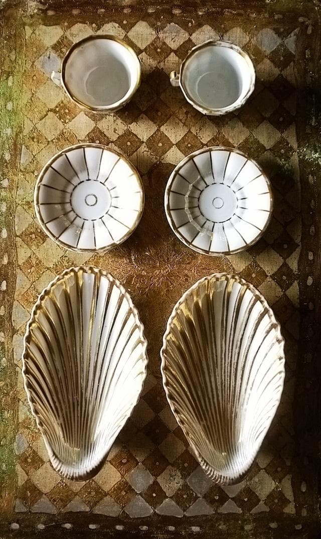 フランス 19世紀 金の珊瑚とカップアンドソーサーa パリ窯 アンティーク