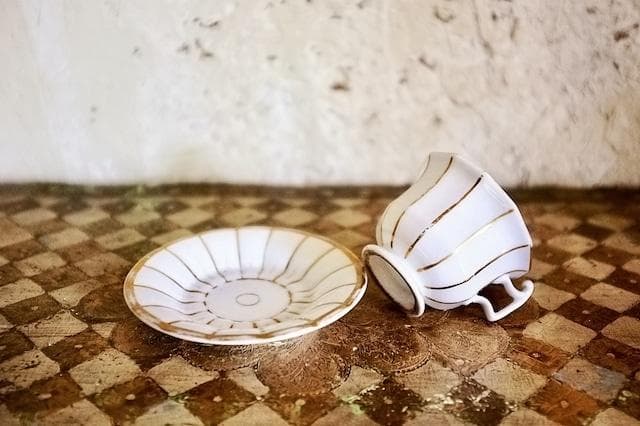 フランス 19世紀 金の珊瑚とカップアンドソーサーa パリ窯 アンティーク