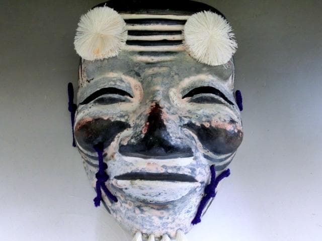 面■紙屋川おもて 瑞啓作 北野神社「ずいき祭り」平安 翁 能面 オブジェ 壁掛■