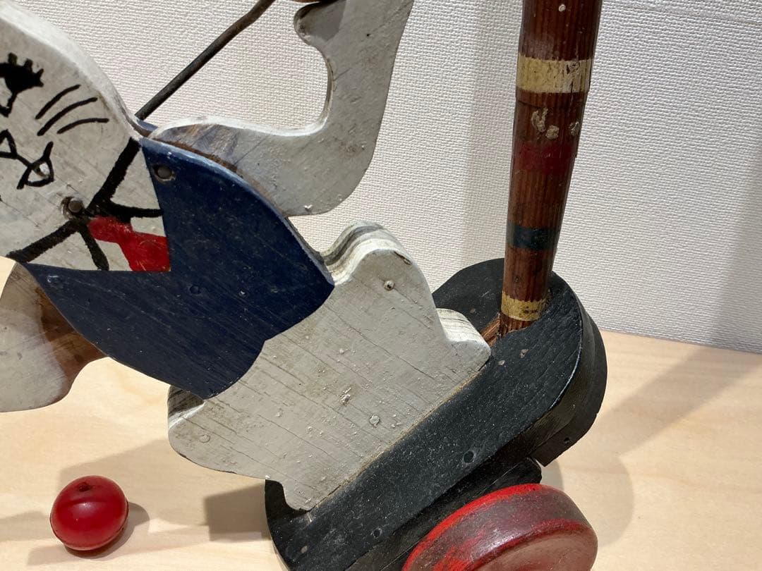 木製・猫のからくり・アンティーク玩具おもちゃ　ねこ　イギリスUSA