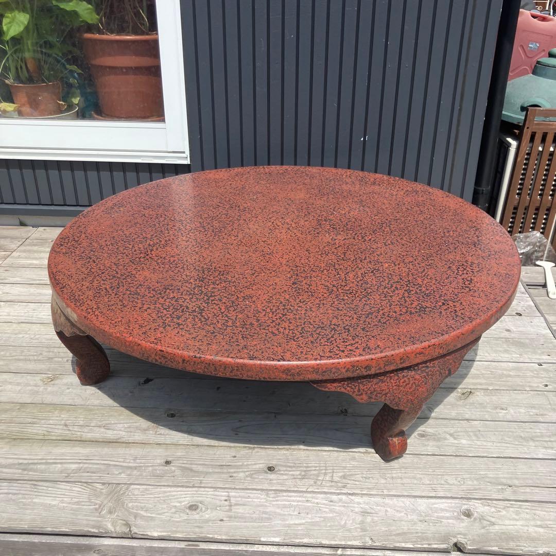 昭和レトロ 津軽塗り 螺鈿 円卓 座卓 ちゃぶ台 センターテーブル ローテーブル