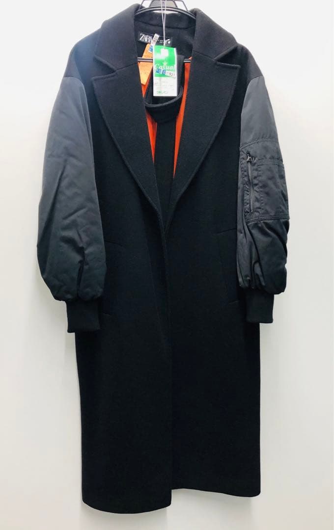 極美品 希少 ZARA ザラ マッチングボンバーコート MA-1 ガウン 黒