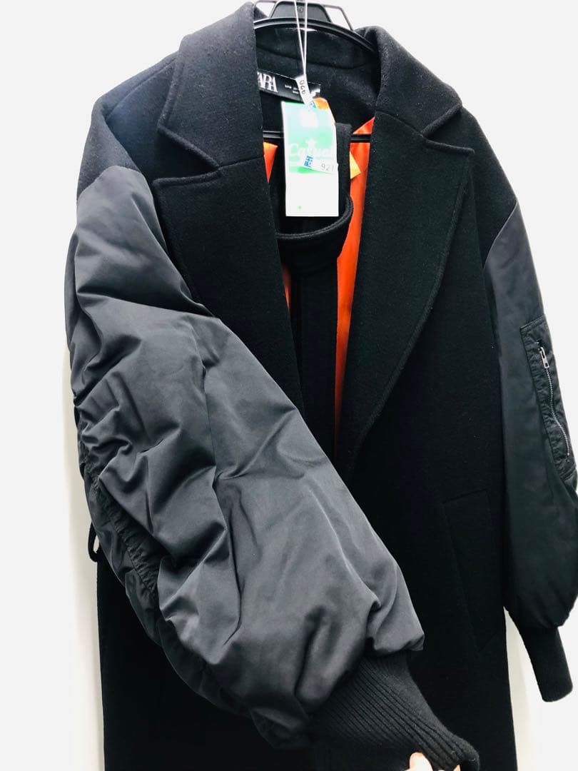 極美品 希少 ZARA ザラ マッチングボンバーコート MA-1 ガウン 黒
