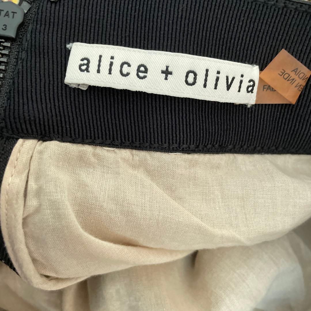 Alice+Olivia 花柄 刺繍 レース スカート ブラック アリスオリビア