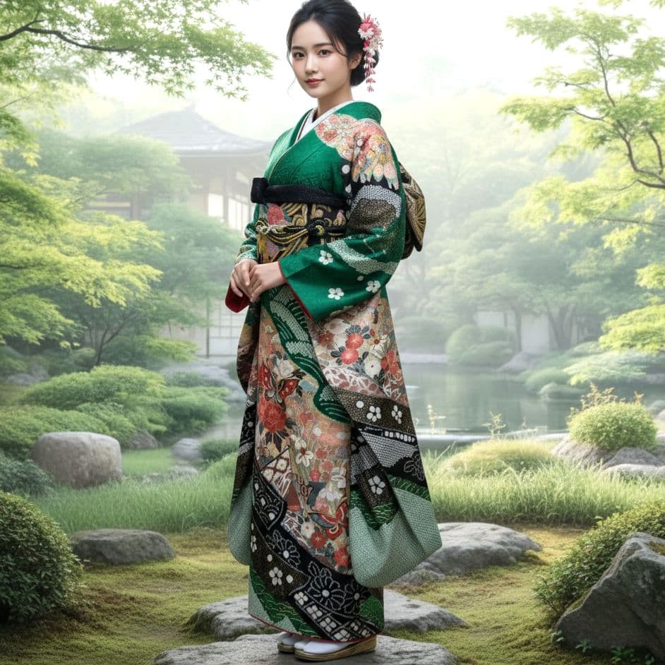 振袖フルセット(7点)・成人式・絞り・鹿の子 ・金彩・古典・熨斗