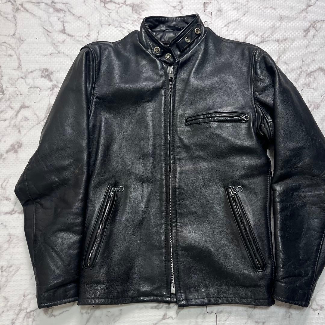 【米国製】schott シングルライダース 34size 黒 カウハイド 641