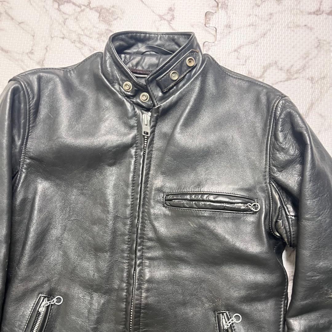 【米国製】schott シングルライダース 34size 黒 カウハイド 641