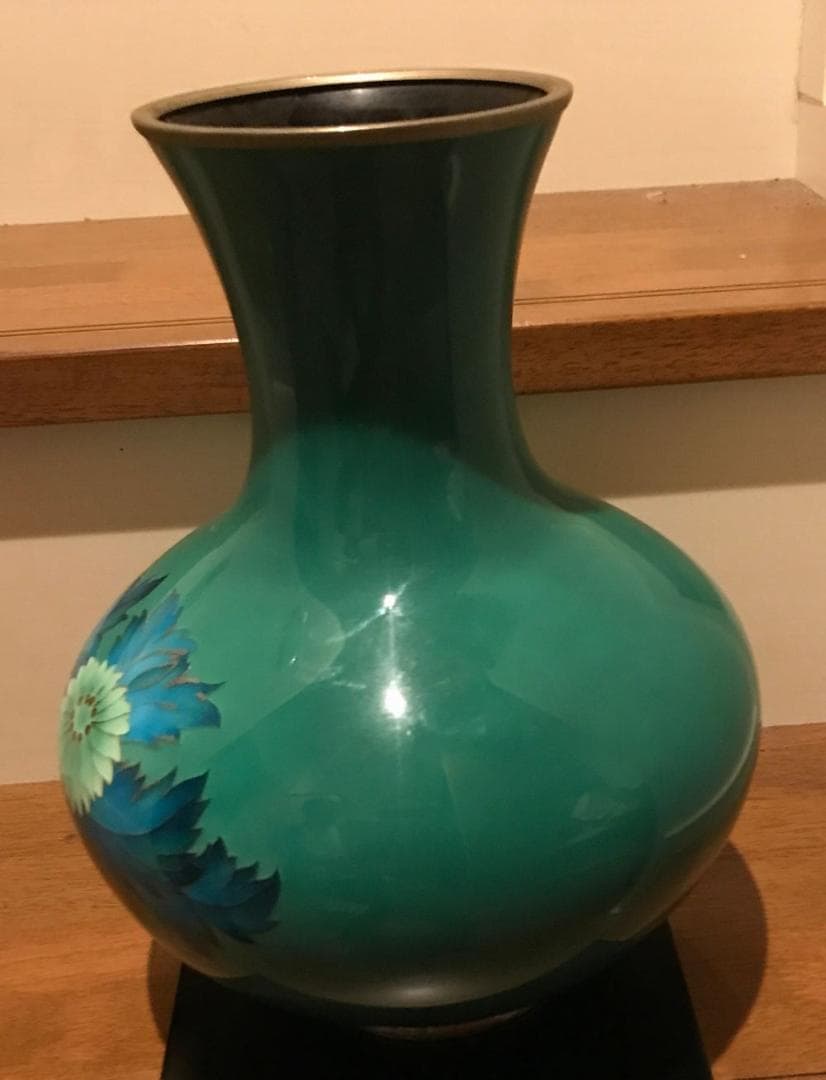 尾張七宝焼 田村幸夫作 花文様花瓶 新品同様