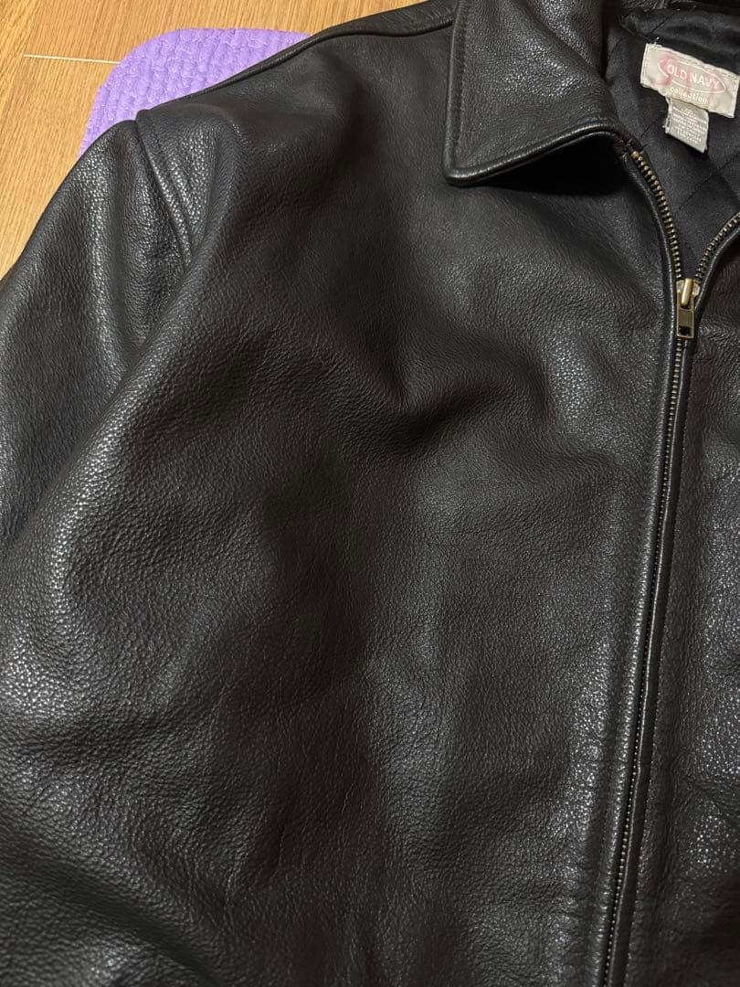 雰囲気抜群 OLD NAVY 2000年製 レザージャケット ブラック XL