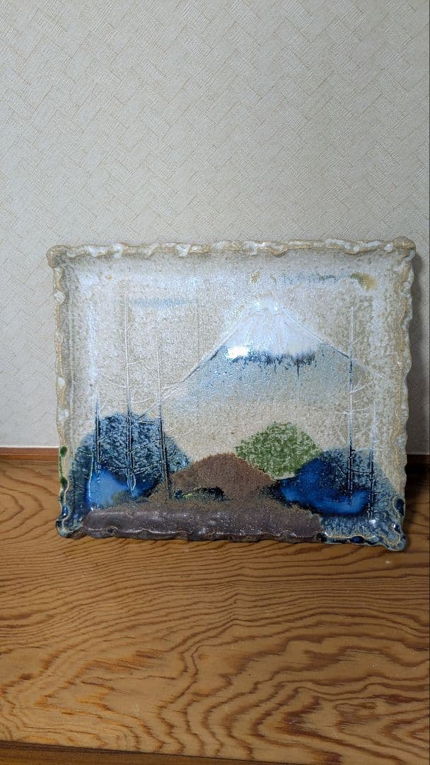 富士山 陶器製絵皿 インテリア 飾り 角額皿　日本の土産 ホームステイのおみやげ