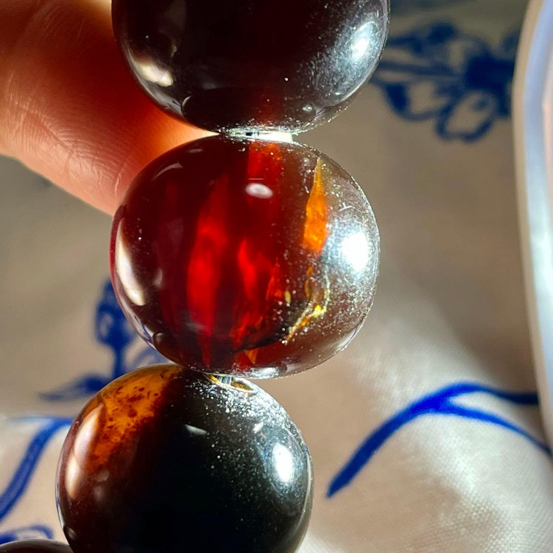 22mm 天然 琥珀 ブルー アンバー チェリー ブレスレット 高品質 アンバー