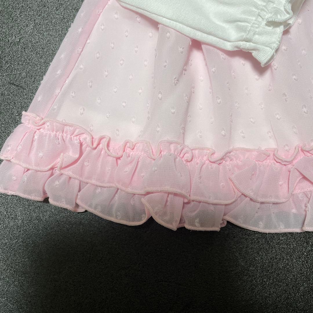 新品タグ付❤️メゾピアノ❤️レースとフリルの可愛いワンピース＆ブルマ80