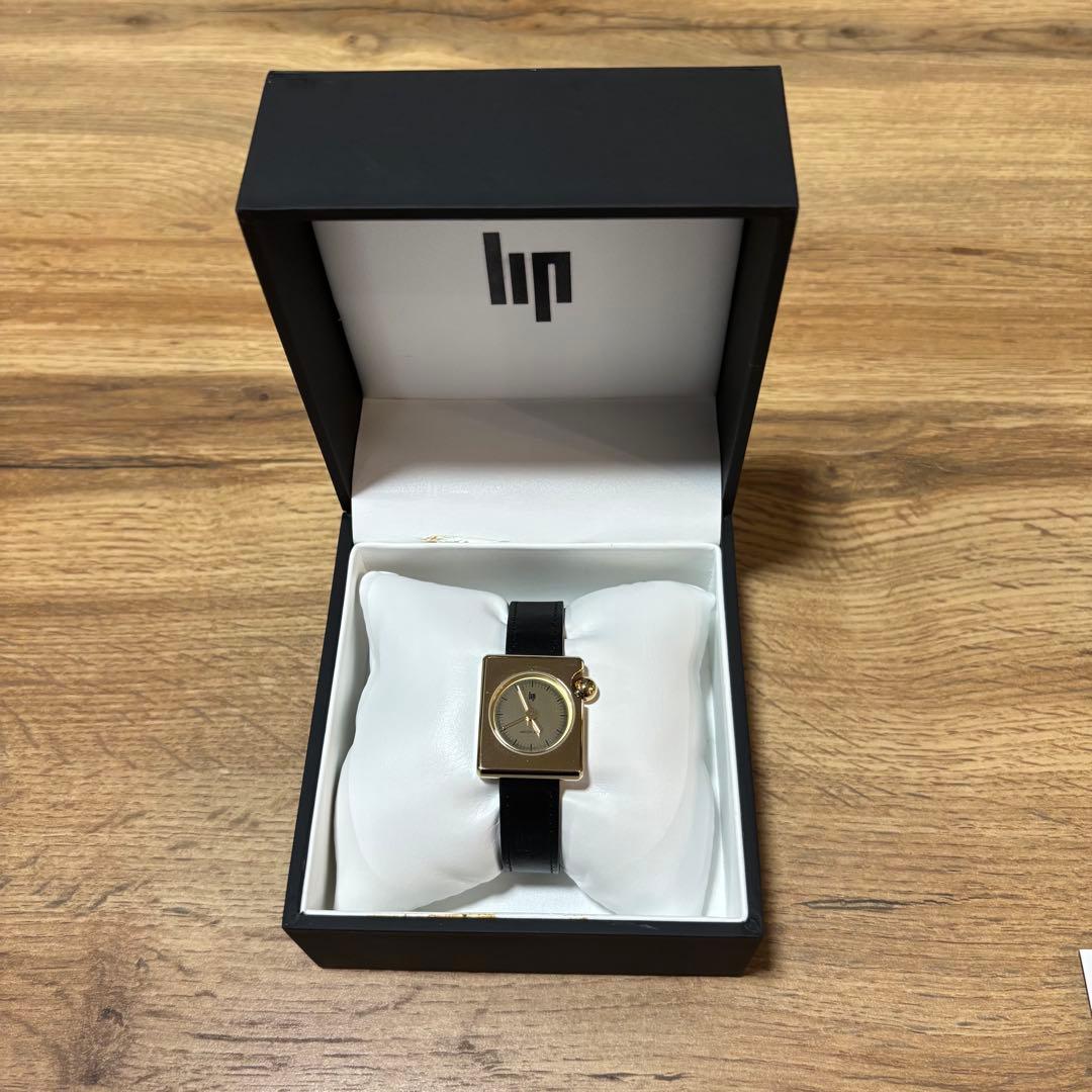 LIP【リップ】マッハ2000ミニフランス製 レザー ブラック ゴールド 腕時計