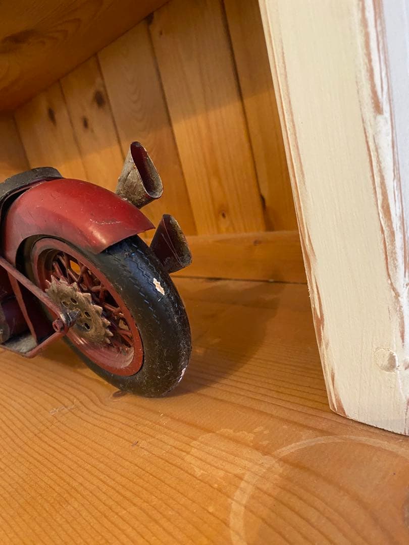 アンティークブリキ　ダメージ加工バイク模型ハーレー　星条旗柄