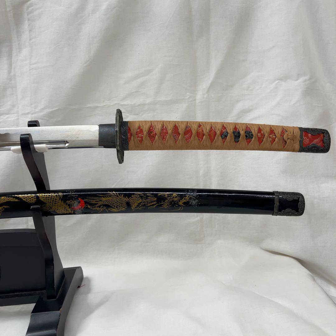 模造刀 陣太刀 鯉 龍 彫り込み 全長110センチ 大太刀 樋入り 希少