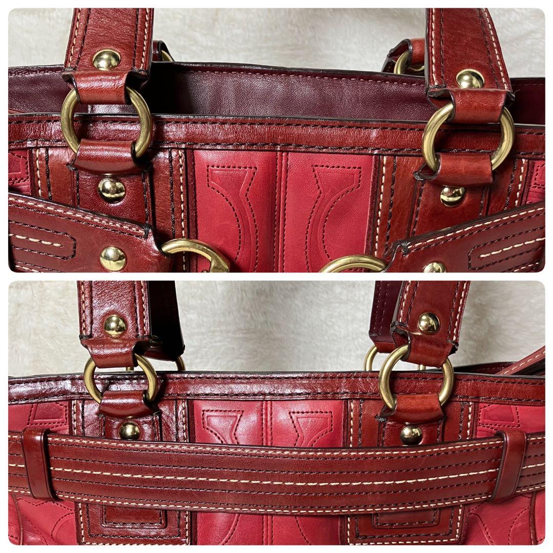 【希少】COACH✨ハンドバッグ　シグネチャー　タッセル　レザー　オールドコーチ