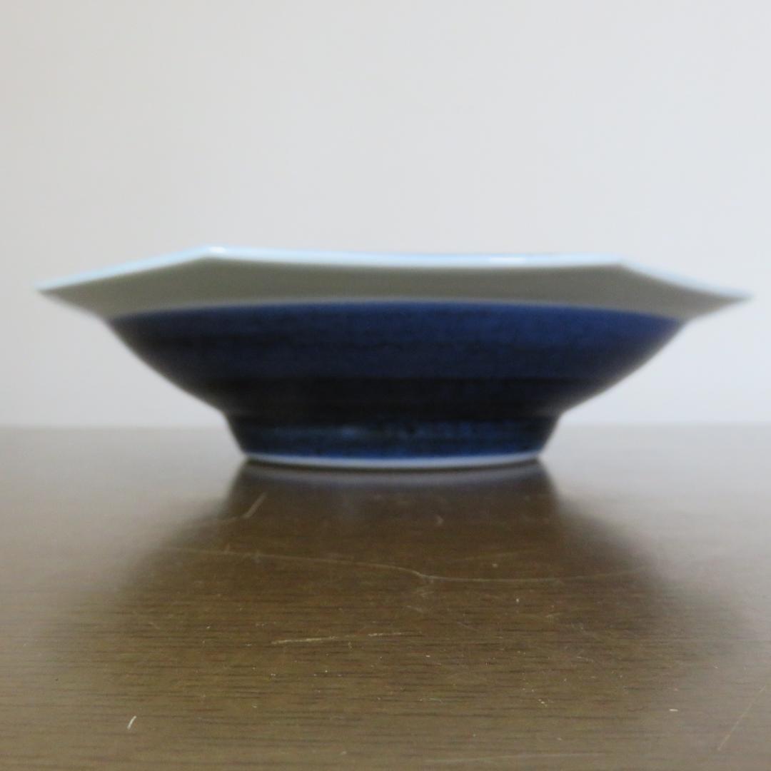 大皿 共箱 果物器 銘 ザクロ 染付 八角皿 鉢