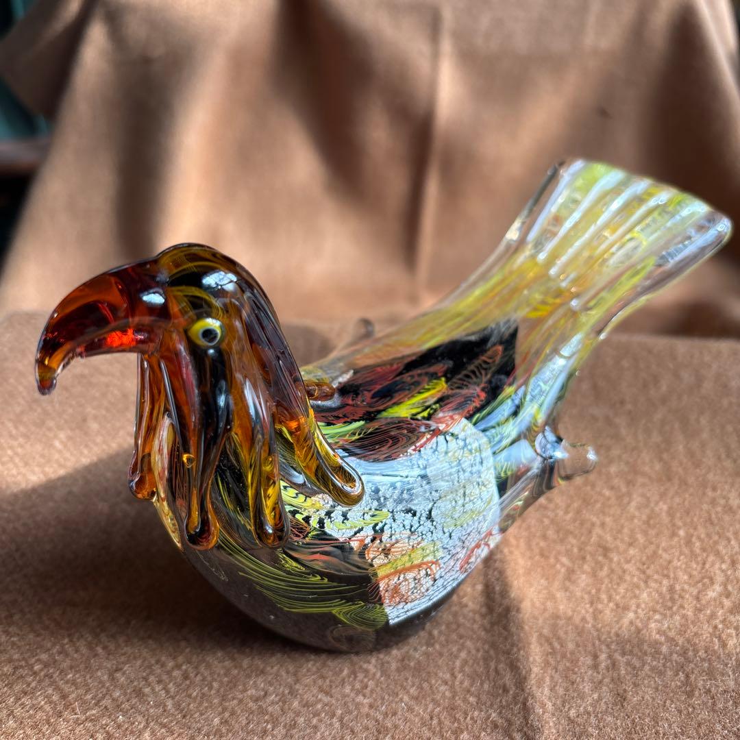 美品　ガラス製鳥の置物 2羽セット