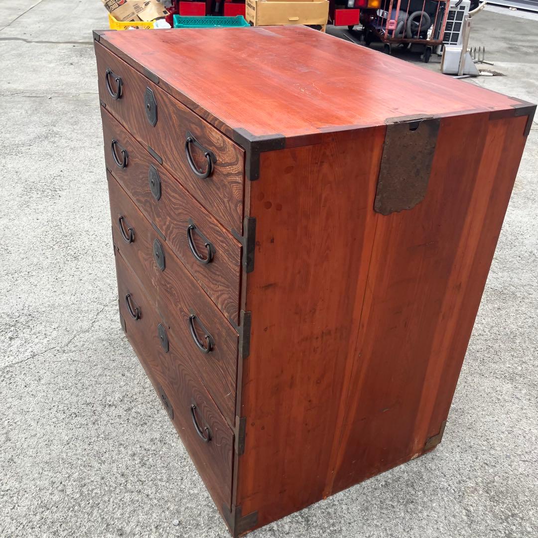 ① 昭和レトロ 古家具 大型 仙台箪笥 4段 引き出し時代箪笥 古家具ビンテージ
