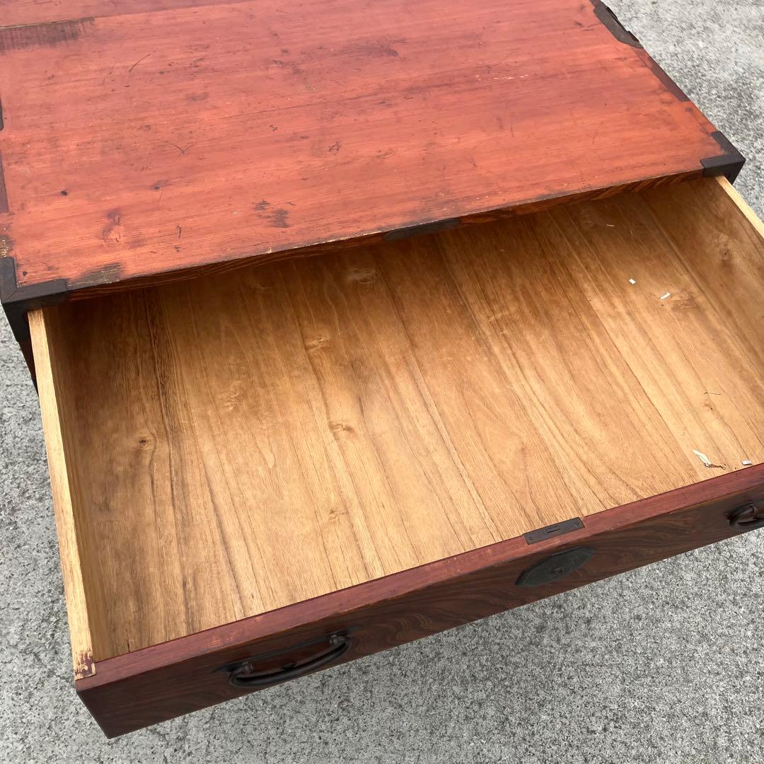 ① 昭和レトロ 古家具 大型 仙台箪笥 4段 引き出し時代箪笥 古家具ビンテージ