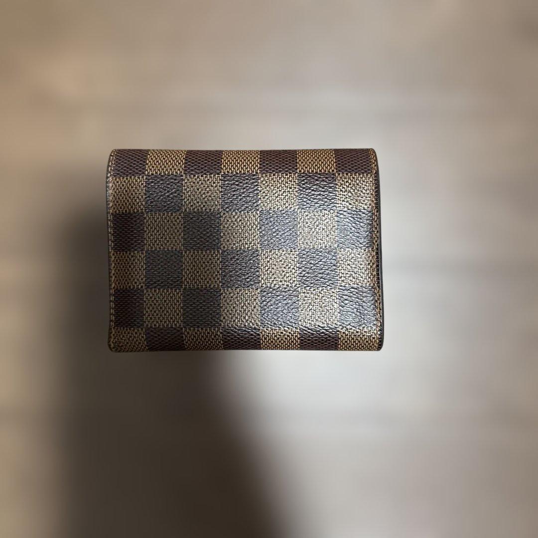 ダミエパターン 二つ折り財布 ブラウン