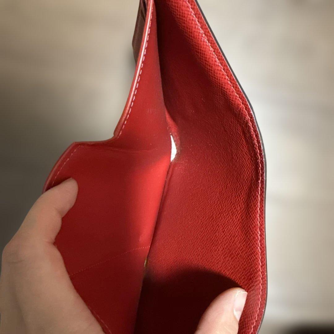 ダミエパターン 二つ折り財布 ブラウン