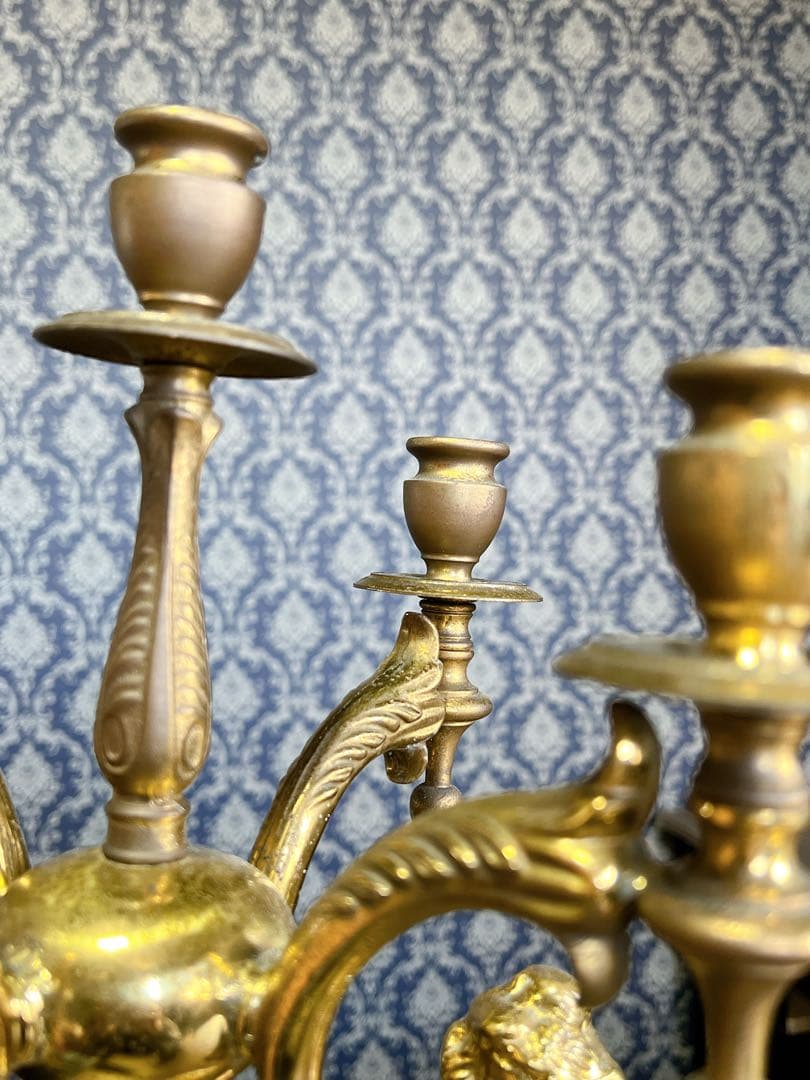 フランス製アンティーク　キャンドルスタンド　5灯　真鍮　ブラス製