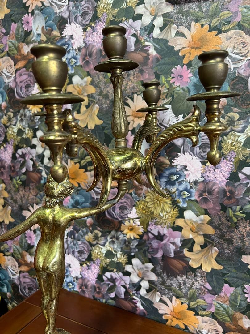 フランス製アンティーク　キャンドルスタンド　5灯　真鍮　ブラス製