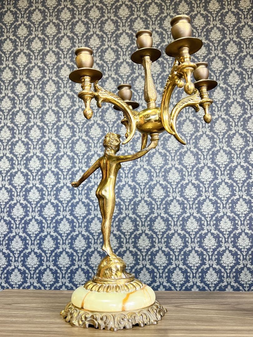 フランス製アンティーク　キャンドルスタンド　5灯　真鍮　ブラス製