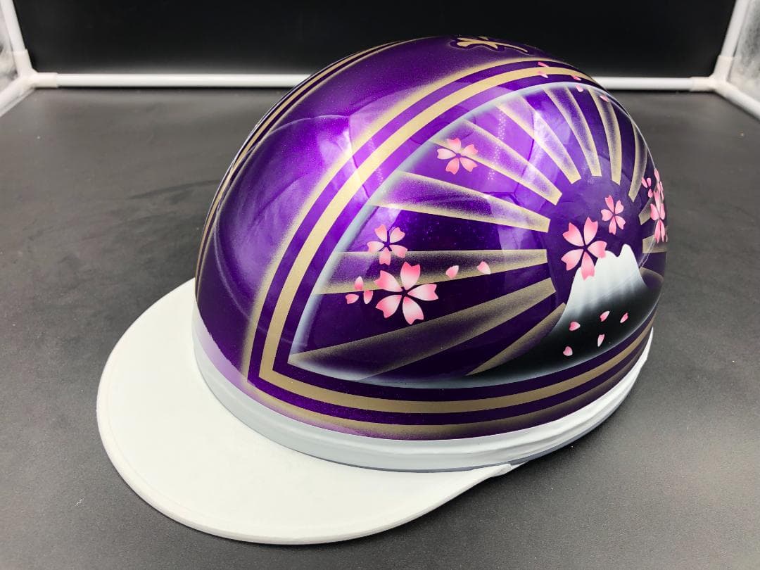 コルク半　カスタム　富士日章　三つボタン　パープルゴールド　ぼかし　桜