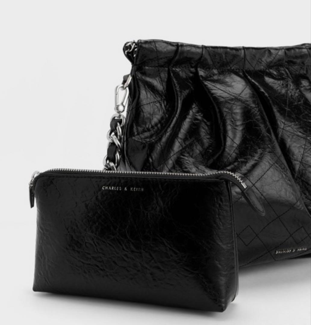 CHARLES & KEITH ドゥオ ブレードチェーンハンドルホーボーバッグ