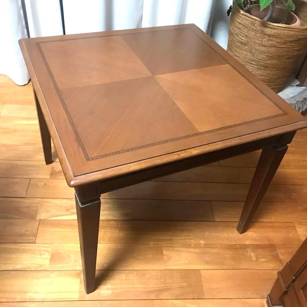 ヴィンテージ　サイドテーブル　コーヒーテーブル　象嵌　縦60×横60×高さ50