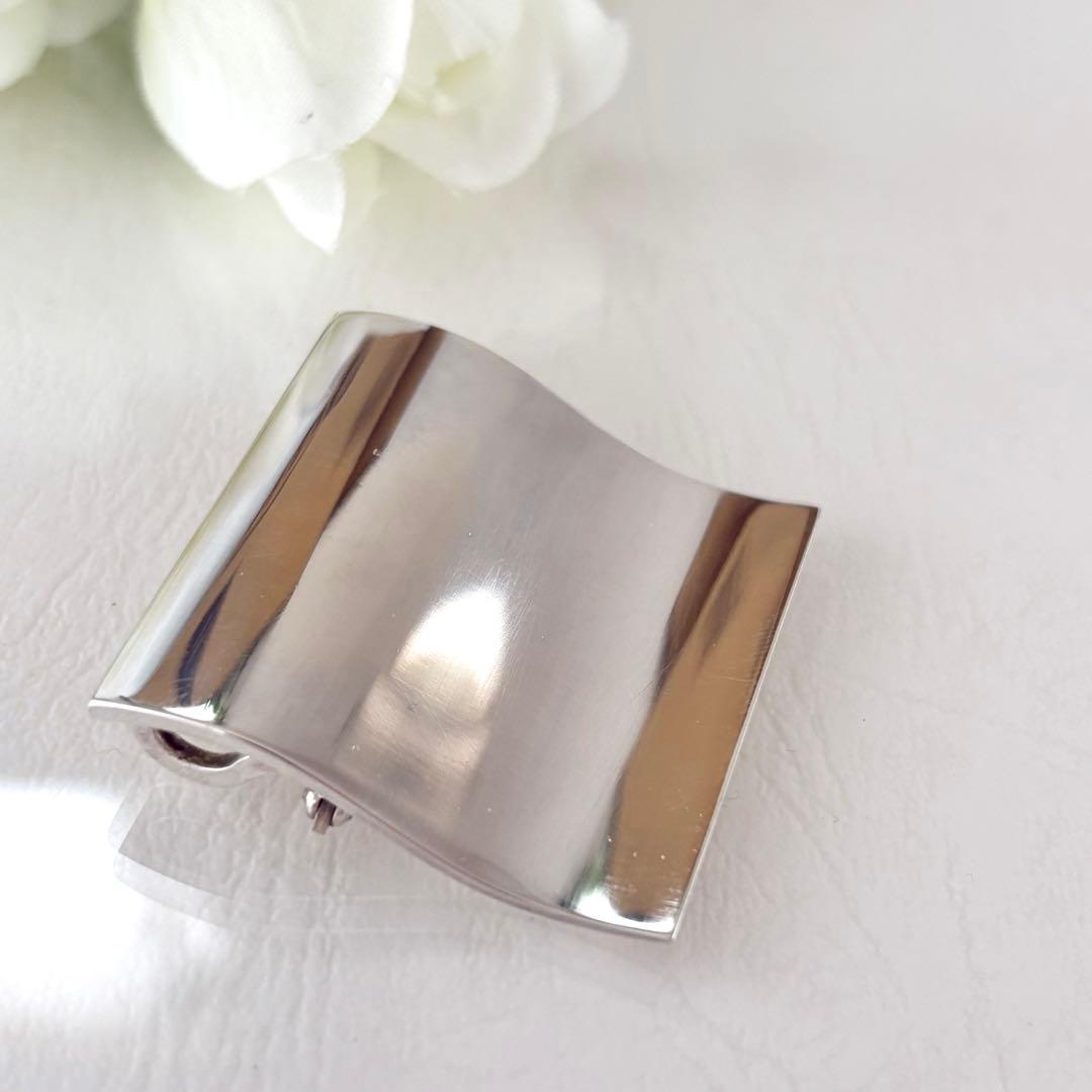 416【ジョージジョンセン】シルバー　ブローチ　トップ　2wayスクエア 432