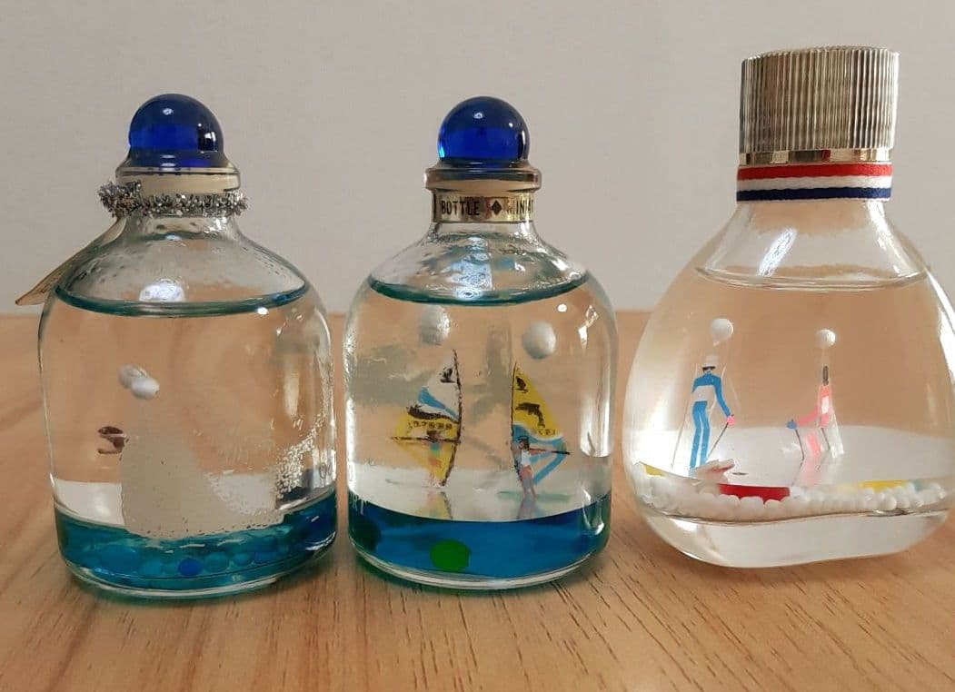 オイルドーム ミニチュアボトル サーフィン スキー ハングライダー ガラス細工