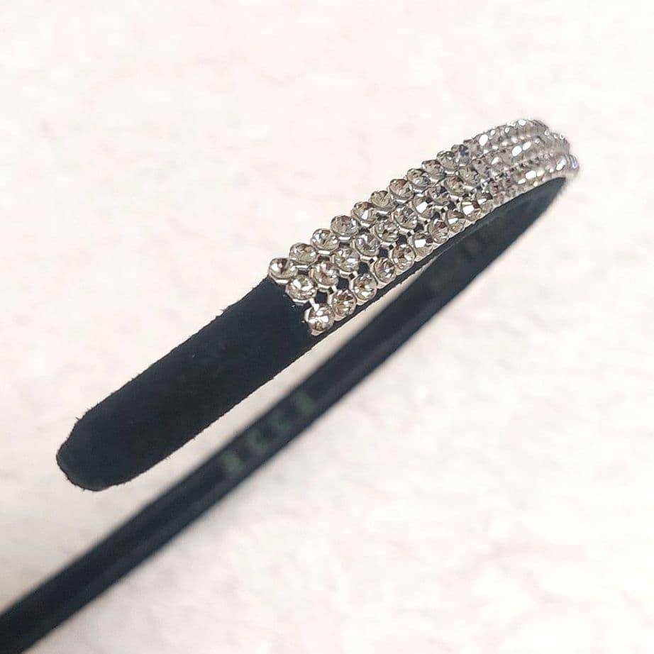 美品 acca 3連 スワロフスキー ラインストーン カチューシャ シルバー黒