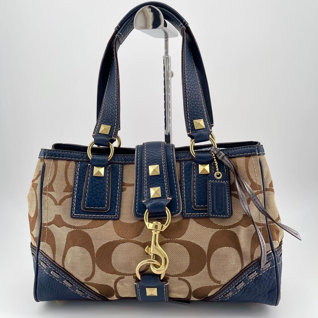 バッグ Vintage Coach Handbag Studs Navy y2k