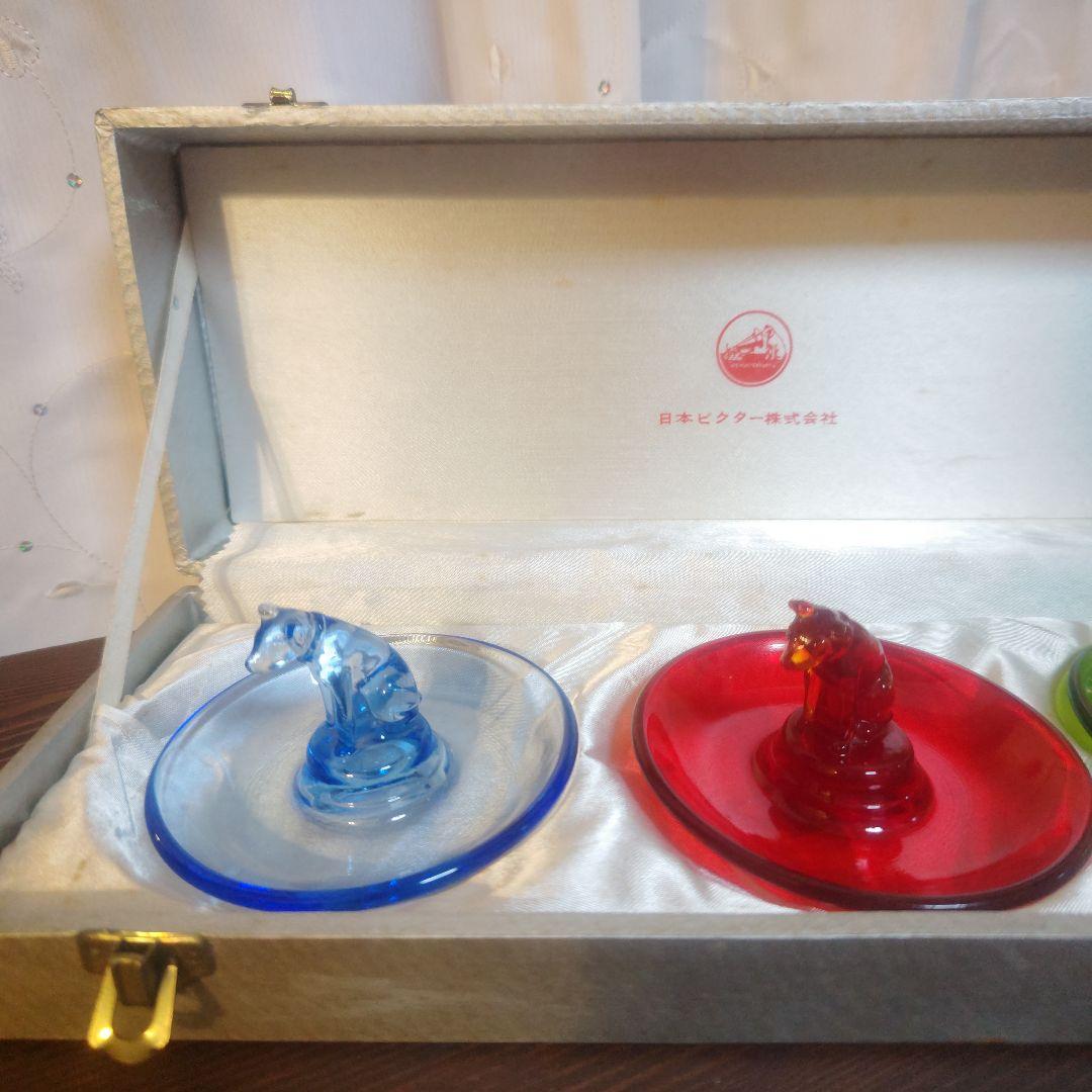 レア物ビクター犬 ニッパー君 灰皿3点ガラス製 アッシュトレイ オブジェ最終価格