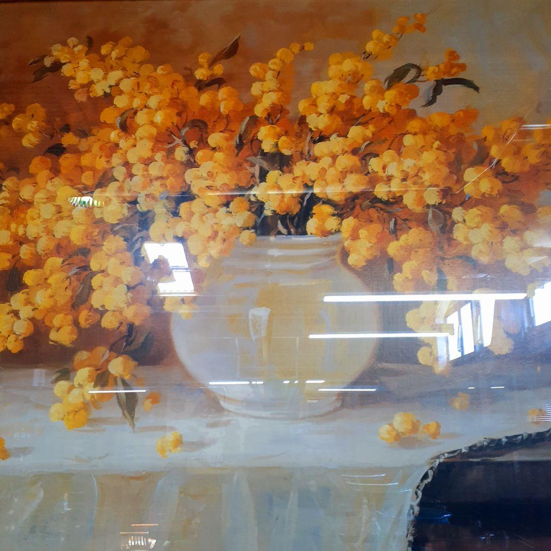 イタリア直輸入　イタリア製　『ミモザ』　ゴールドレッド額絵　前面ガラス張り