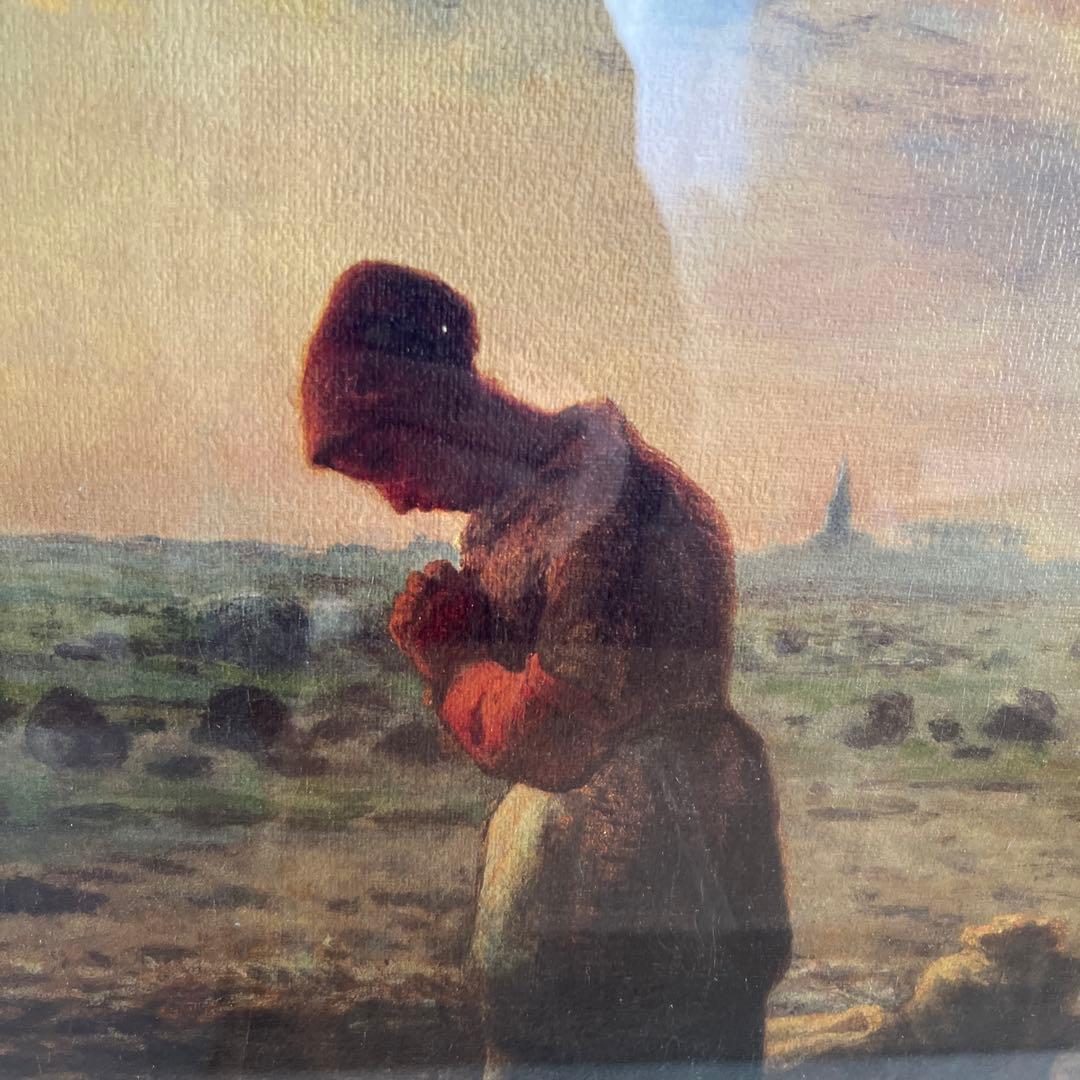 【新品】ジャン=フランソワ・ミレー 晩鐘 絵画 複製画 高級額装ブラックゴールド