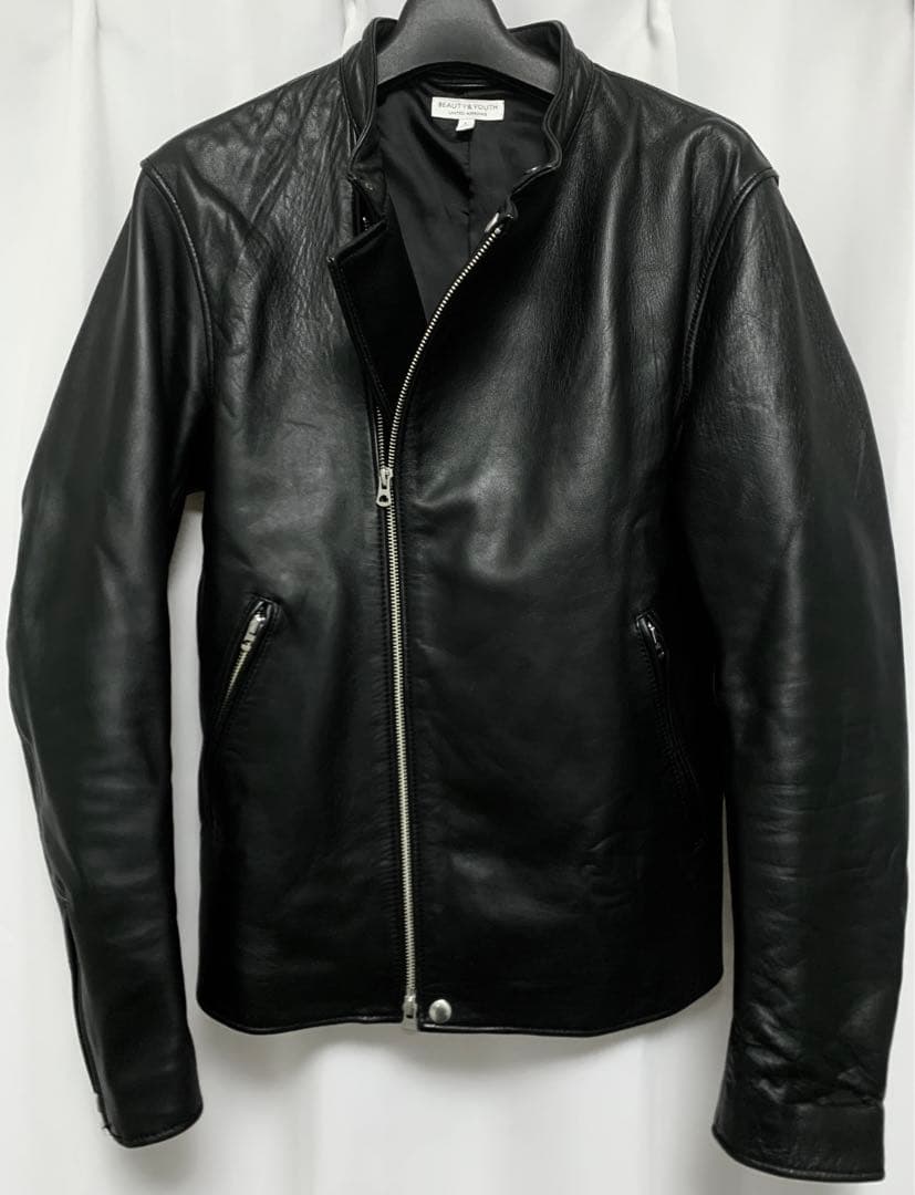 Lサイズ★ BEAUTY & YOUTH 羊革 シープレザー シングルライダース